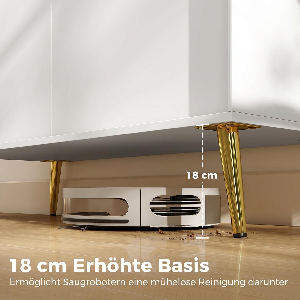 SIDEBOARD Spanplatte Metall Cremeweiß - Goldfarben/Creme, Holzwerkstoff/Metall (40.5/122.4/105.4cm) - HOMCOM