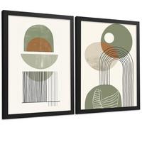 POSTER 3er Kunstdruck-Set Wandbilder Abstrakt Grün modern Wohnzimmer Deko, Schlafzimmer, Küche, Badezimmer Schwarzer Rahmen A3 - Schwarz, Papier (29.7/1/42cm) - Nacnic