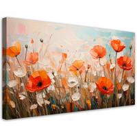 LEINWANDBILD Mohnblumen Blumen auf einer Wiese 120x60cm - Multicolor, Textil (120/60cm) - Feeby