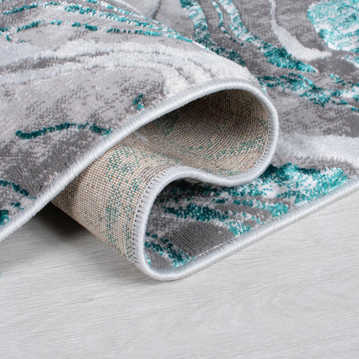 TEPPICH OUSE, abstrakt, Grün-Grau, 80 x 300 cm - Grün, Textil (300/80cm) - KADIMA DESIGN