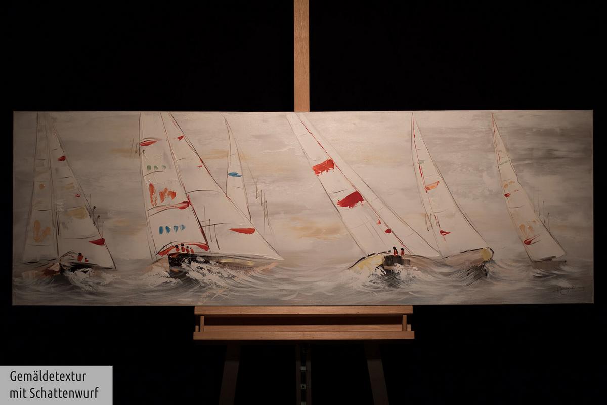 ACRYLBILD HANDGEMALT 150/50 cm - Weiß, Holz/Textil (150/50cm) - KUNSTLOFT