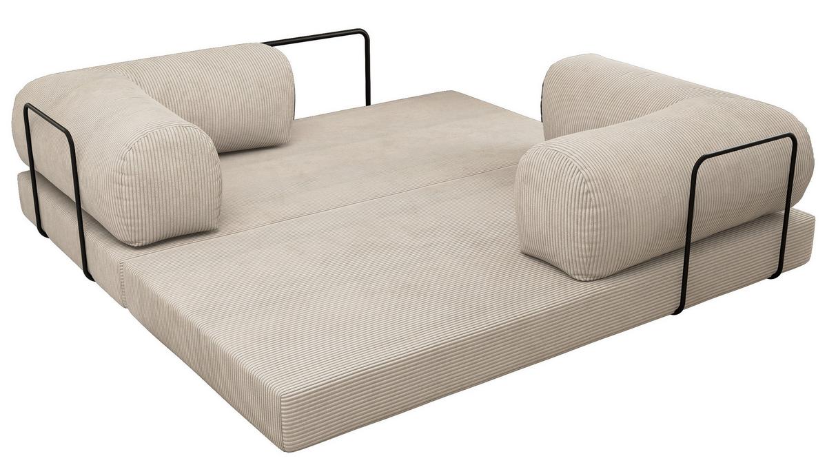 3-SITZER SOFA ORSETTO - Creme Cord - Creme/Schwarz, Textil/Metall (200/70/100cm) - MKS