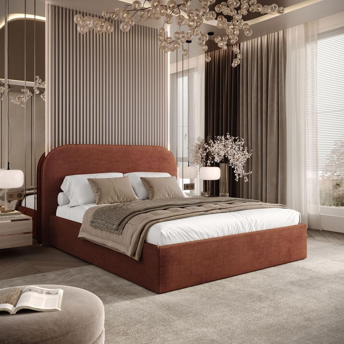 POLSTERBETT OLIMPIA mit Bettkasten 180x200, Perfect Harmony 52 - Rotbraun, Textil (180/200cm) - Lookway