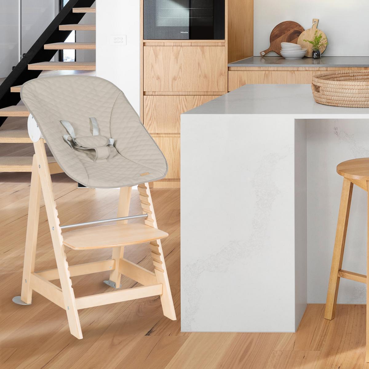 BABYHOCHSTUHL Born Up Luxe mit Neugeborenenaufsatz Natur - Naturfarben, Holzwerkstoff/Textil (46/94/66.5cm) - Roba