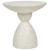 GARTENBEISTTELLTISCH Beton cremeweiß Terrazzo Optik rund 50 cm Caffi - Weiß, Stein (50/50/52cm) - Beliani