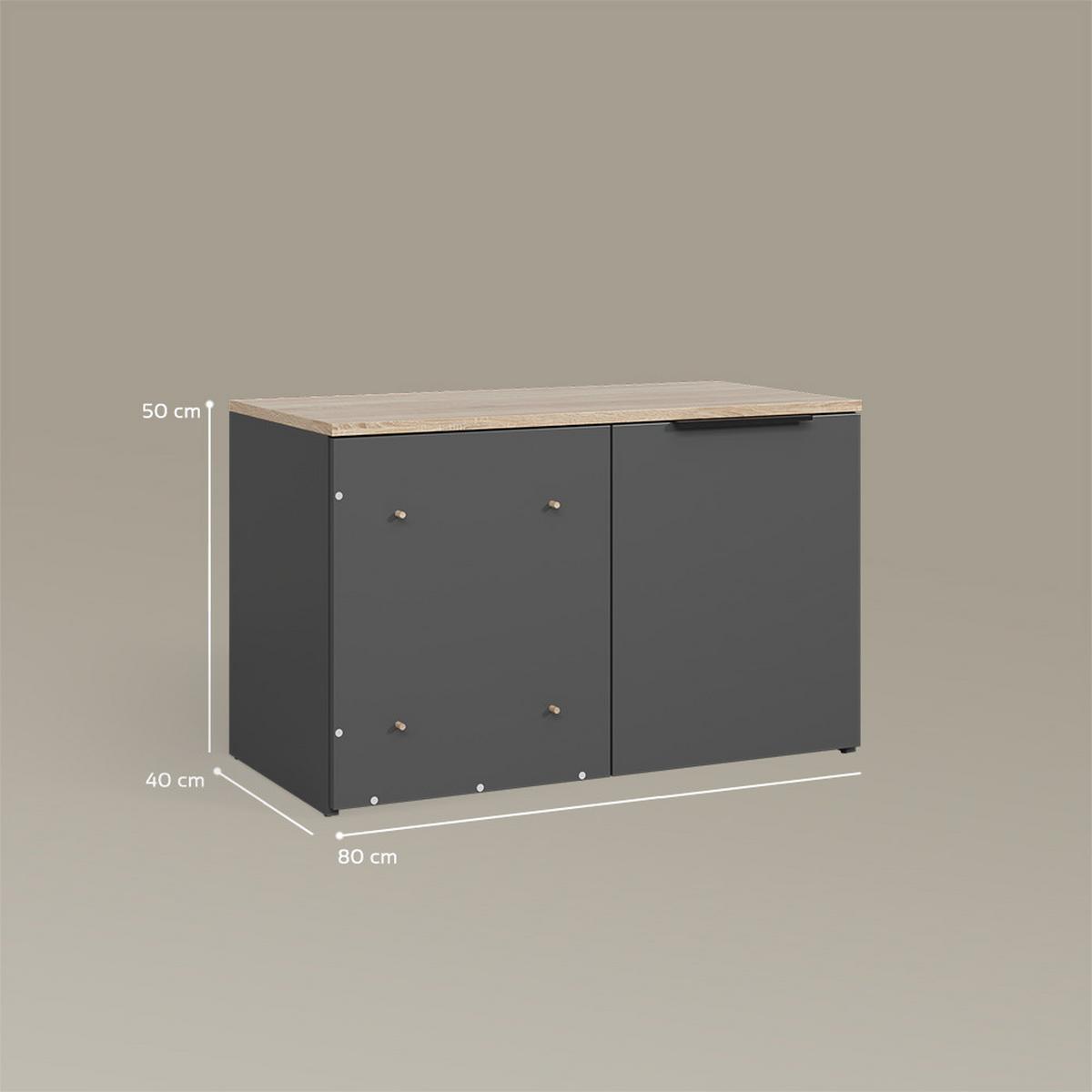 ECKKOMMODE Piave Anthrazit Eck Kommode mit Tür - Anthrazit, Holzwerkstoff (80/50/40cm) - Livinity®