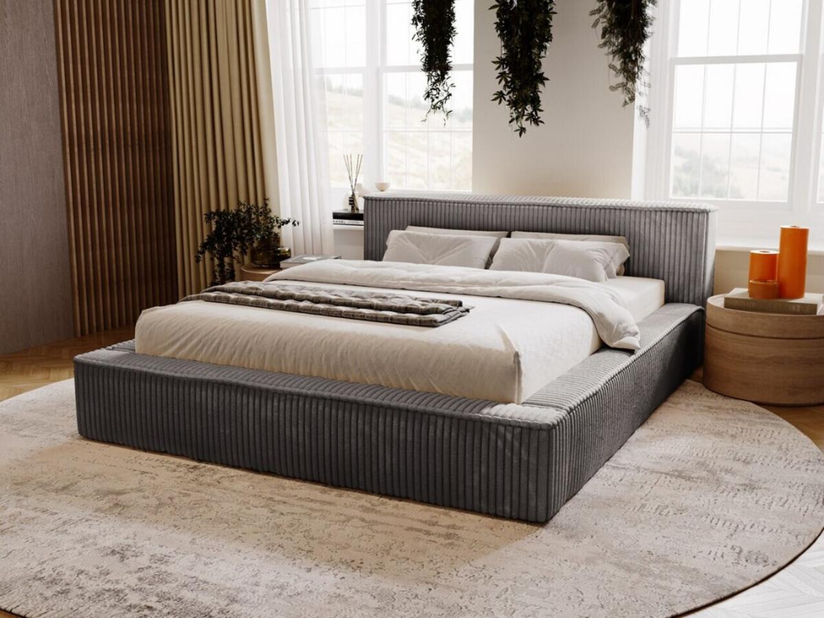 POLSTERBETT Lago 160x200 Dunkelgrau - Dunkelgrau, Textil (160/200cm) - Graingold