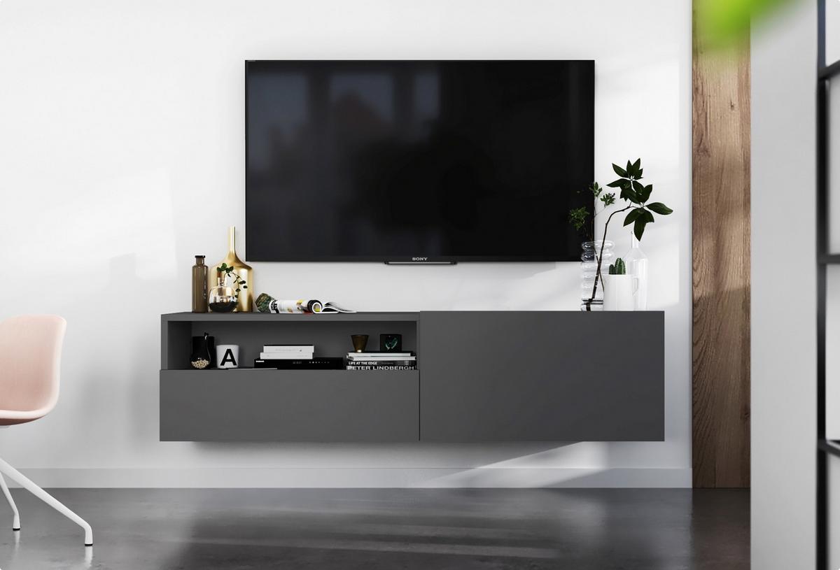 TV-SCHRANK Enjoy Grau matt Schublade 120 cm - Grau, Holzwerkstoff (120/30/35cm) - Meble Lindner
