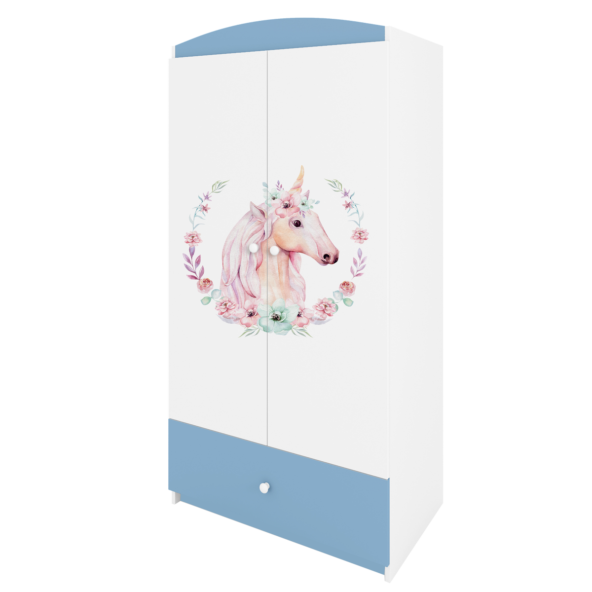 KINDERKLEIDERSCHRANK Pferd - Blau, Holzwerkstoff (90/175/52cm) - RAUMHIRSCH FURNITURE