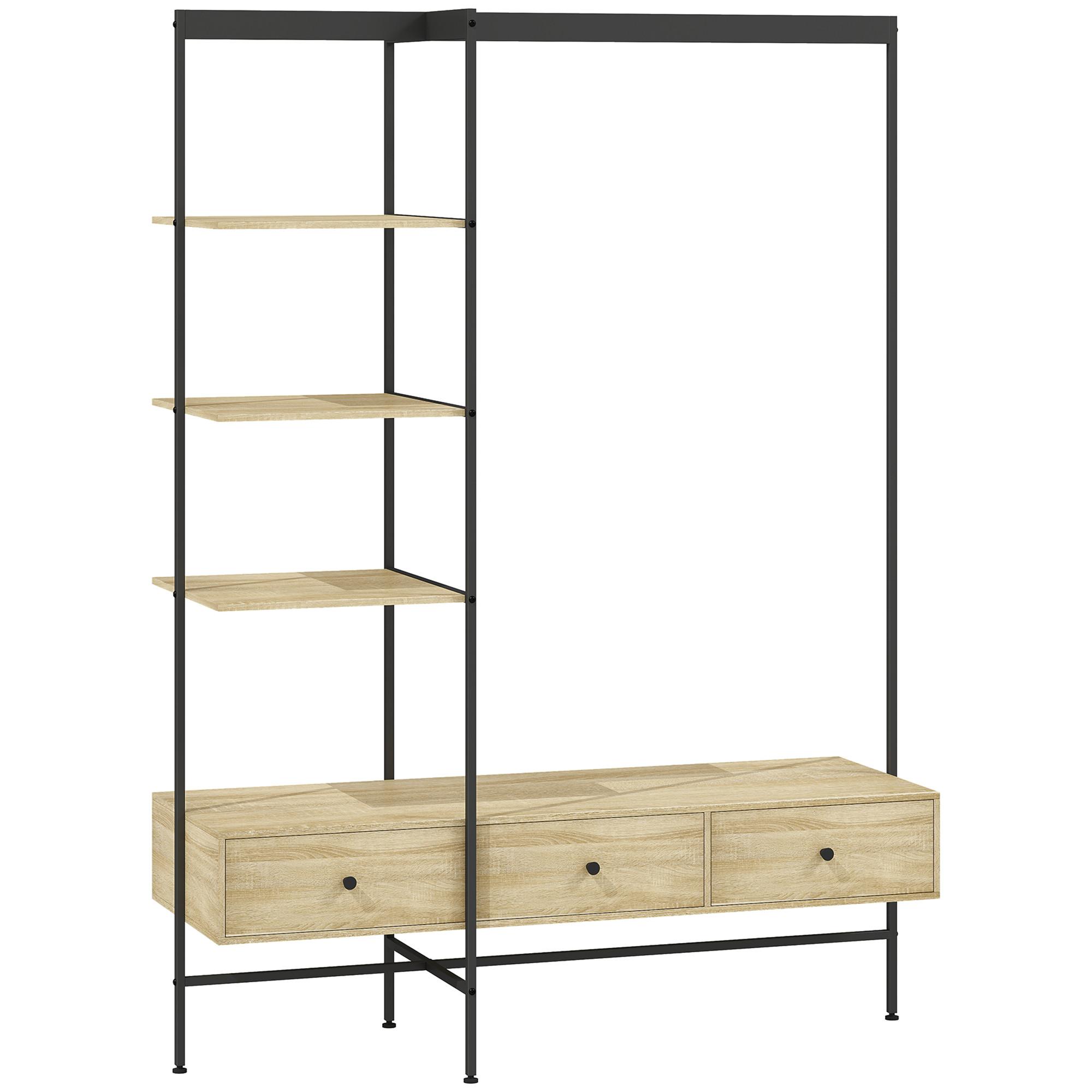GARDEROBENSTÄNDER Metall Spanplatte Eiche - Eichefarben, Metall (48/180/135cm) - HOMCOM