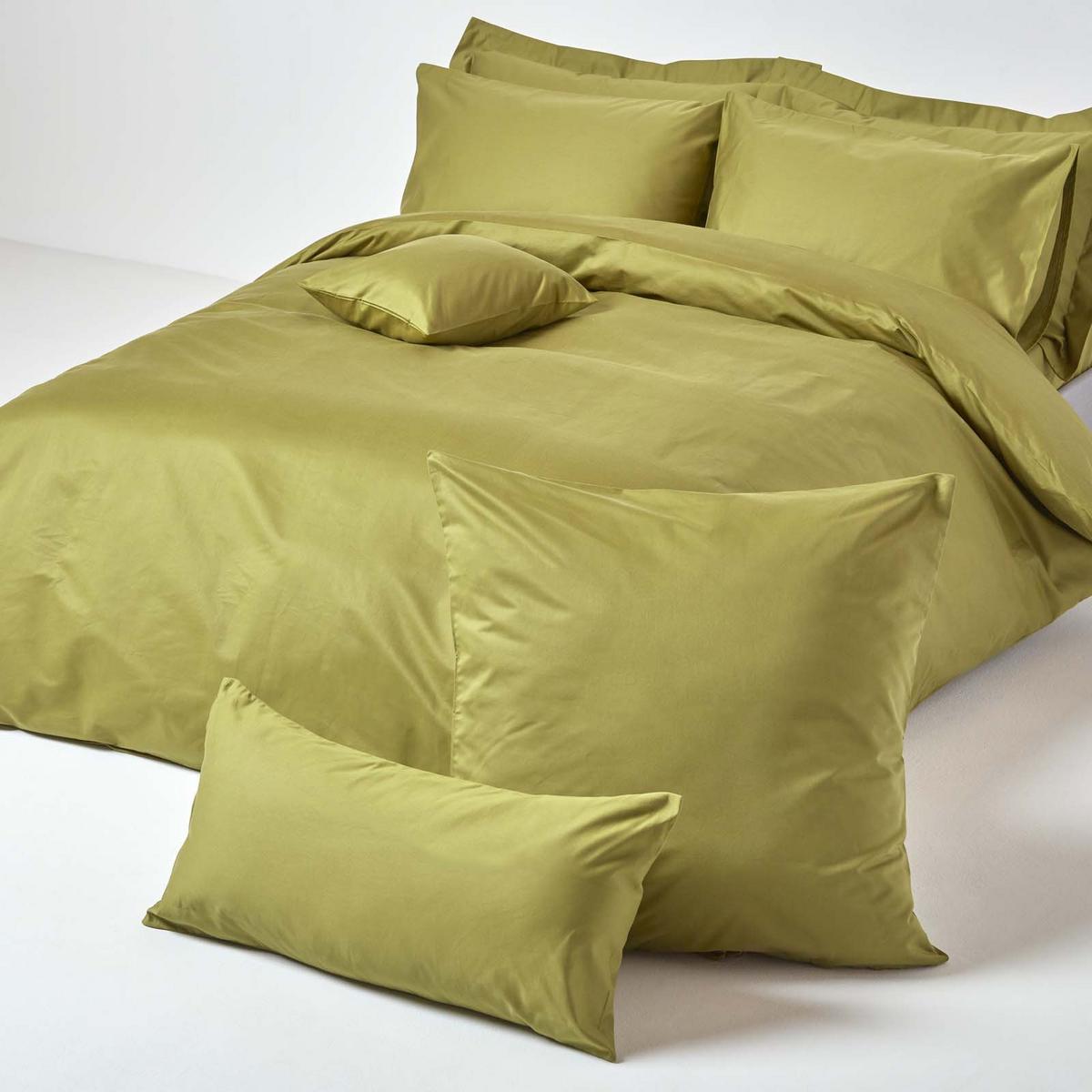 KISSENBEZUG Premium, Ägyptische Baumwolle, Fadendichte 1000 - Olivgrün, Textil (48/74cm) - Homescapes