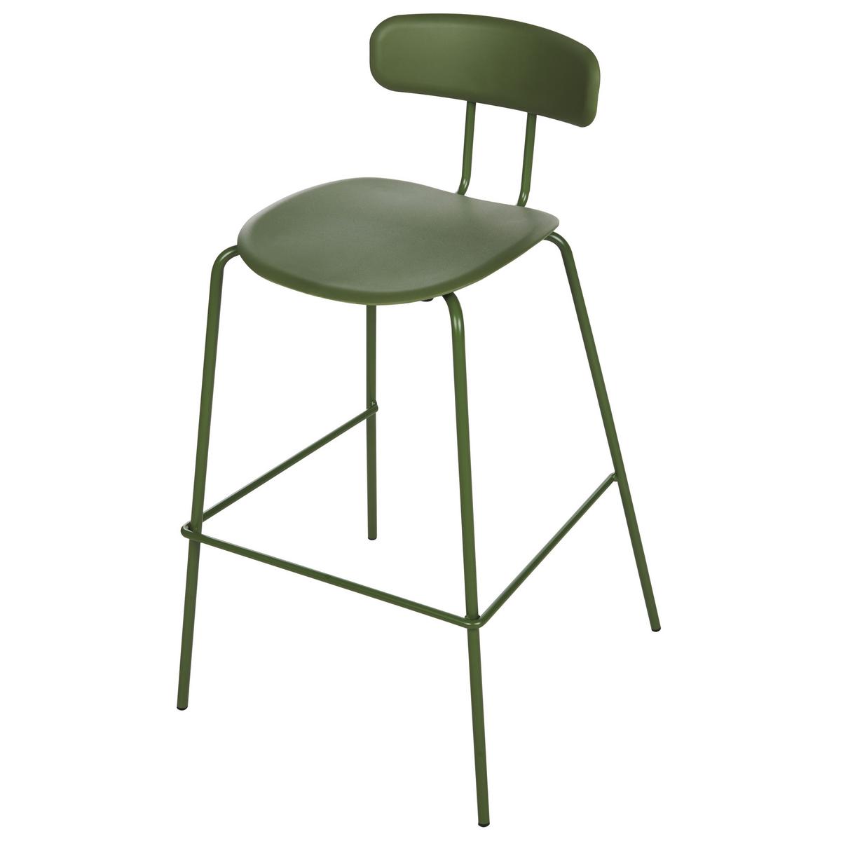 BARSTUHL 2er-Set Kunststoff/Metall olivgrün Sibley - Grün, Kunststoff (53/95/52cm) - Beliani