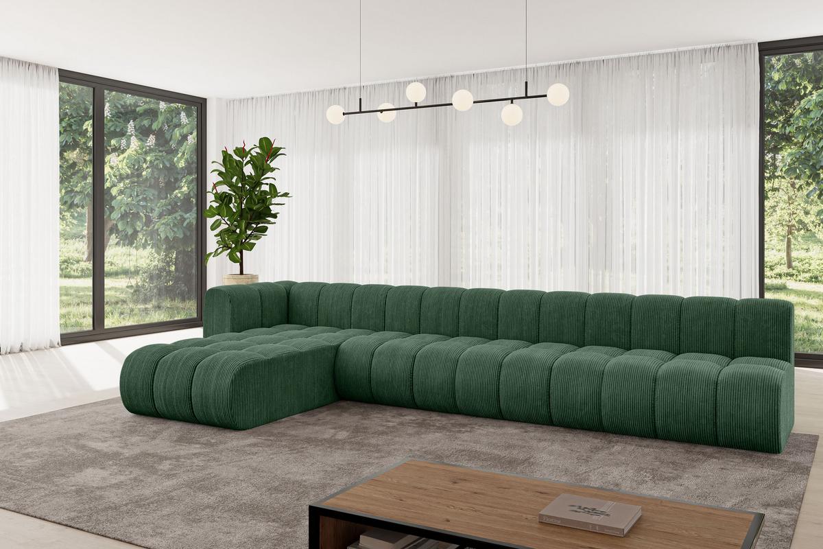 ECKSOFA modulares Sofa Darnel-L3 - 387x177x70 cm Grün - Grün, Holzwerkstoff/Textil (387/177cm) - ALTDECOR