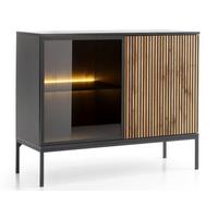 KOMMODE Graphit, Wotan Eichefraben 104/83/39 cm Deo - Eiche Wotan/Schwarz, Glas/Naturmaterialien (104/85/39cm) - Graingold