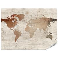 FOTOTAPETE für Wohnzimmer Vintage Karte Holz Hintergrund Retro 200x140 - Beige/Braun, Papier (200/140cm) - Muralo