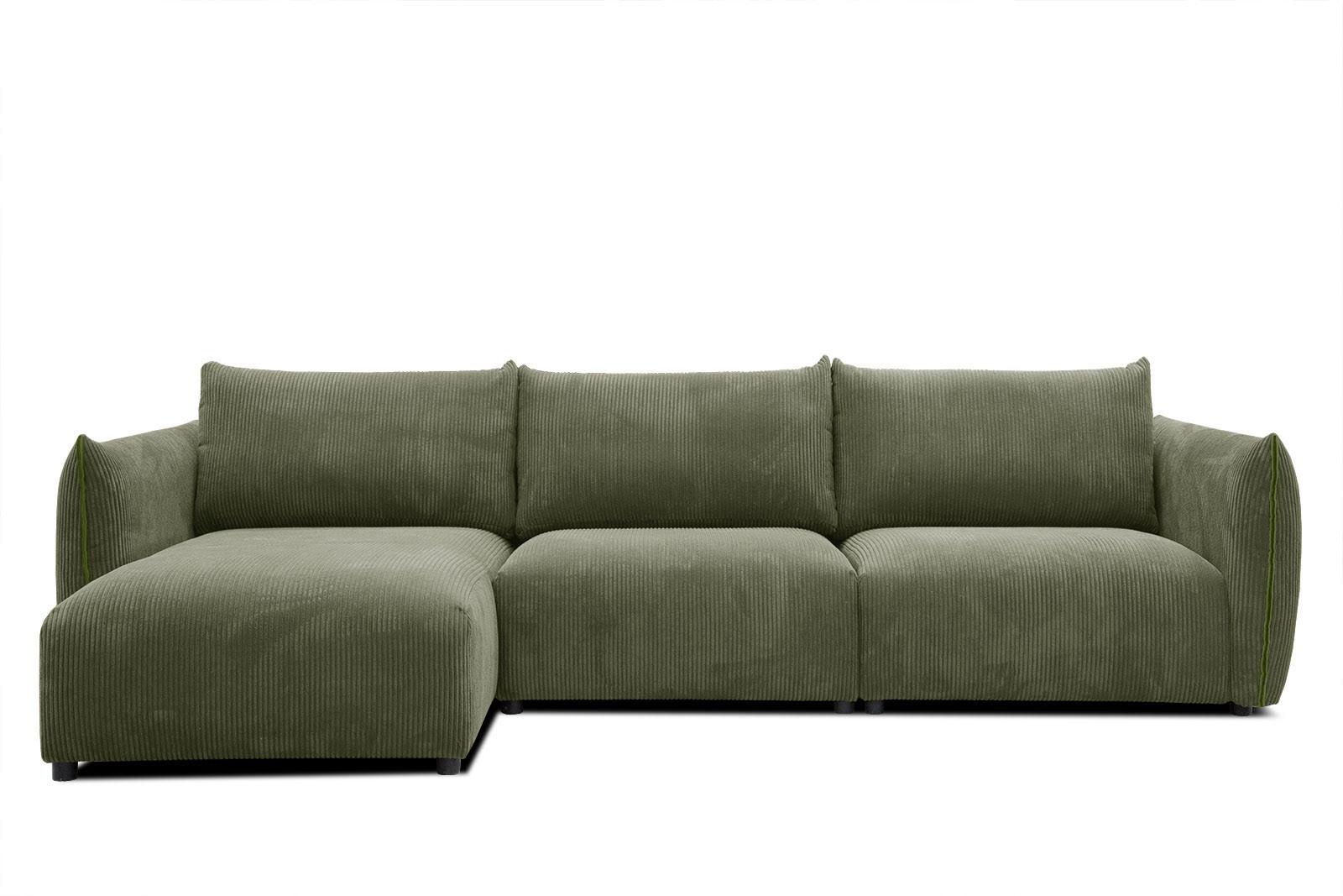 ECKSOFA TAUER 5-Sitzer, olivgrün - Schwarz/Olivgrün, Holzwerkstoff/Kunststoff (173/294cm) - Wozimo
