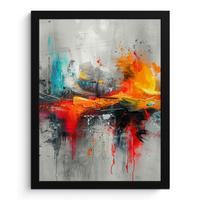 POSTER MIT RAHMEN Moderne Kunst - Orange - Grau - Abstrakt Bilderrahmen 30x40 cm - Hellgrau, Papier (30/40cm) - MuchoWow