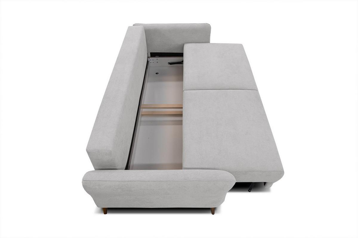 SOFA FIGARI 3-Sitzer mit Schlaffunktion, hellgrau - Hellgrau/Braun, Holz/Textil (232/90/107cm) - Wozimo