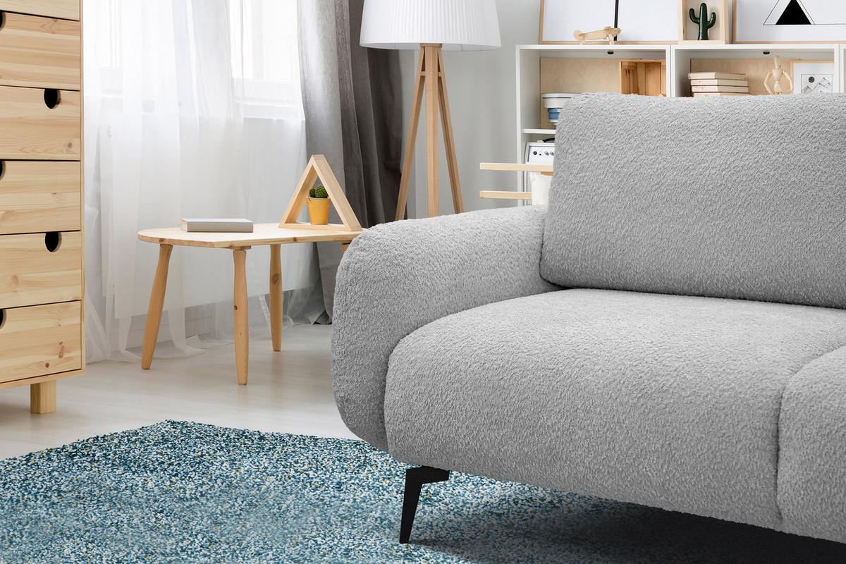 SOFA FEBE 3-Sitzer, hellgrau - Hellgrau/Schwarz, Holz/Textil (190/82/96cm) - Wozimo
