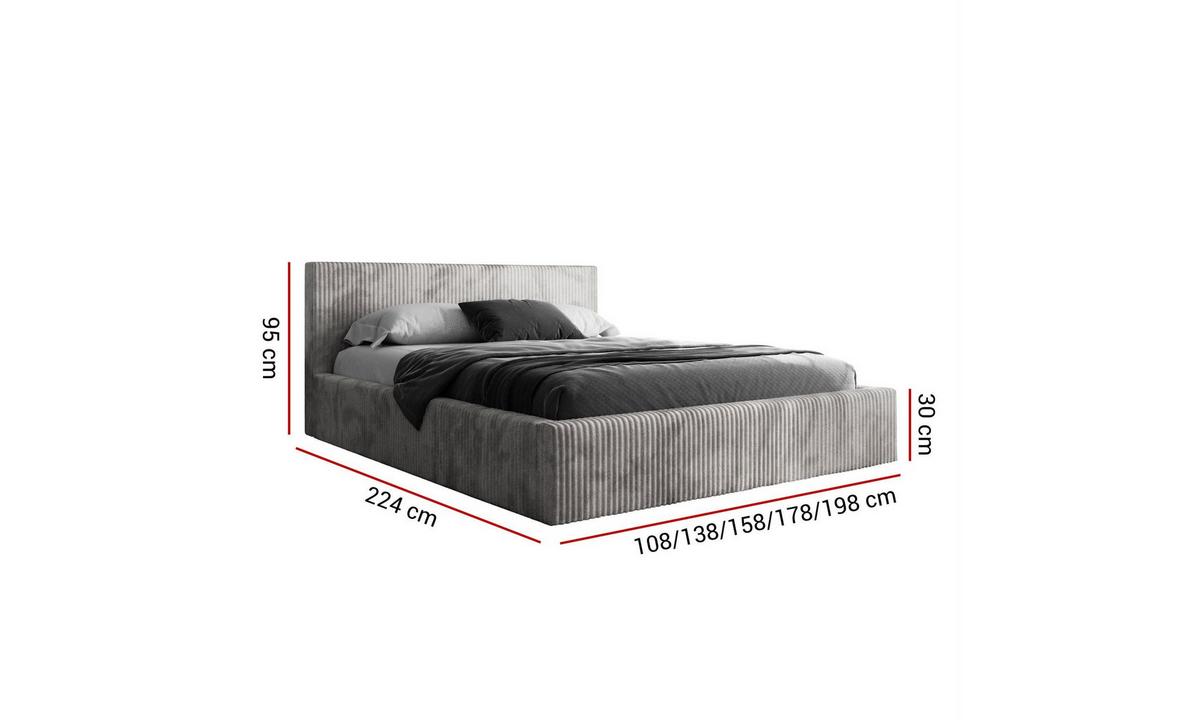 POLSTERBETT TILIA 180x200 cm Tilia 86, 34 Holzlatten, Kopfteil 95 cm - Hellgrau, Textil (180/200cm) - Lookway