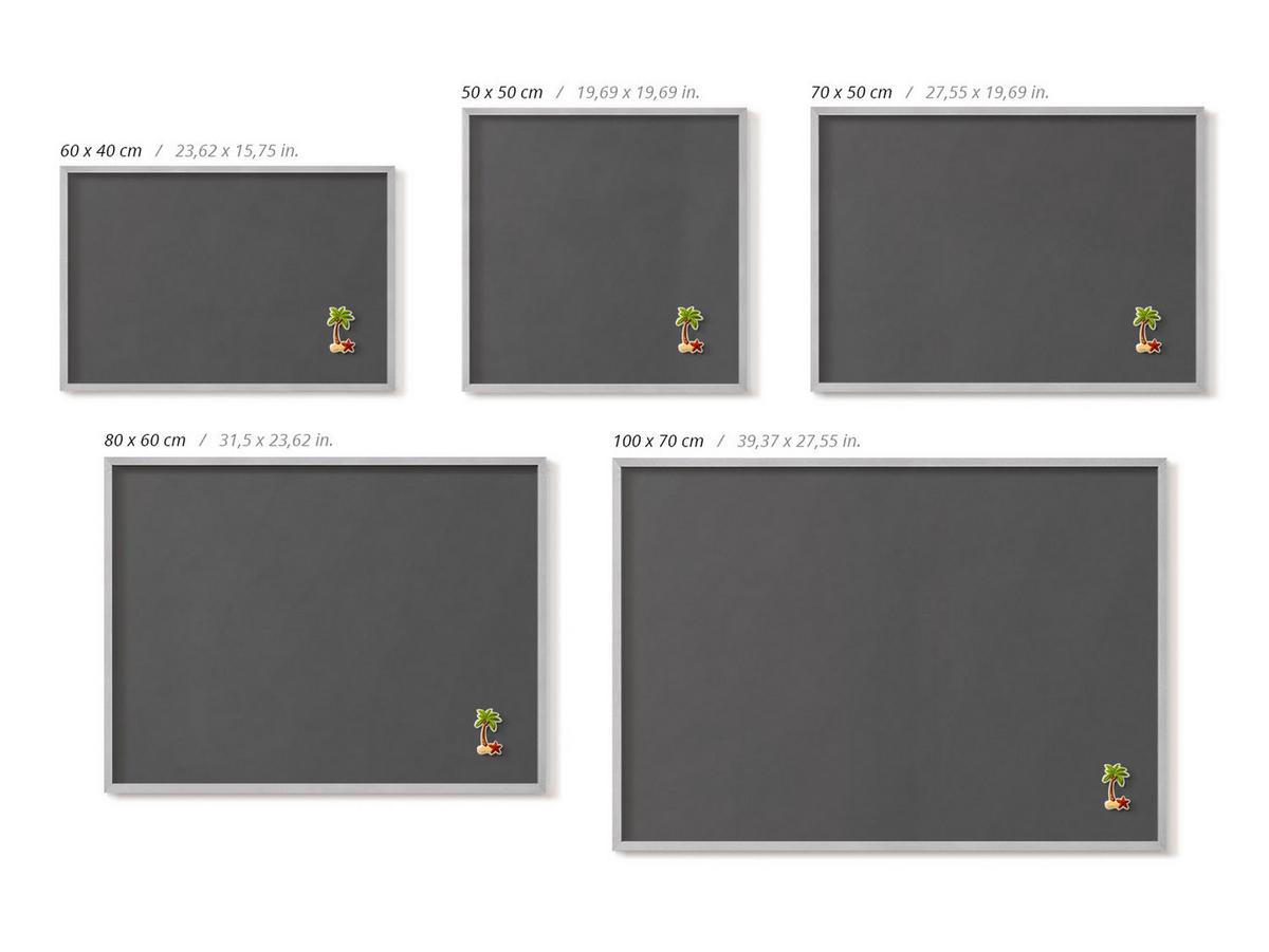 MAGNETTAFEL 50x50 cm Silberner Rahmen Dunkelgrau - Anthrazit, Metall (50/50/0.4cm) - TULUP