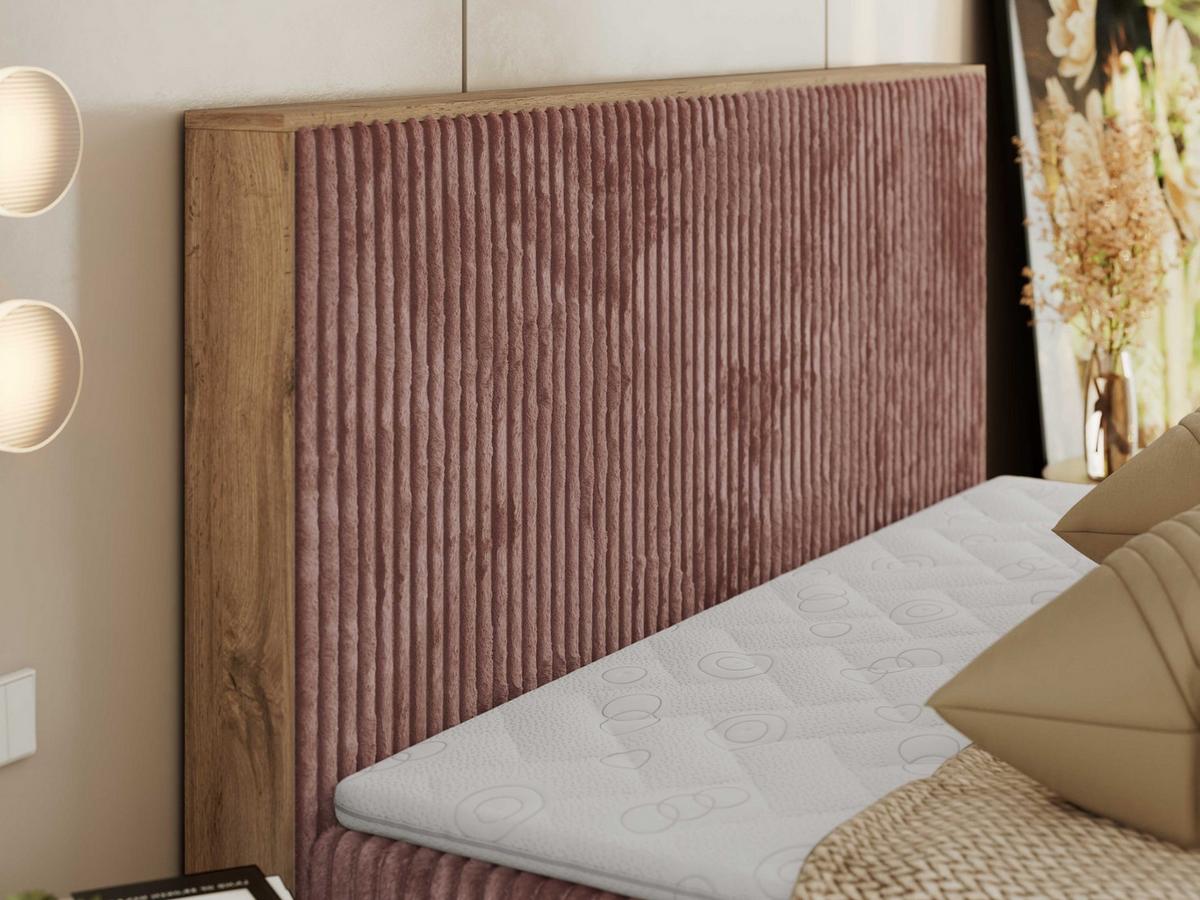 BOXBETT WOOD CLASSIC 160/200 - Rosa Cord - H4 - Rosa, Textil (160/200cm) - MKS