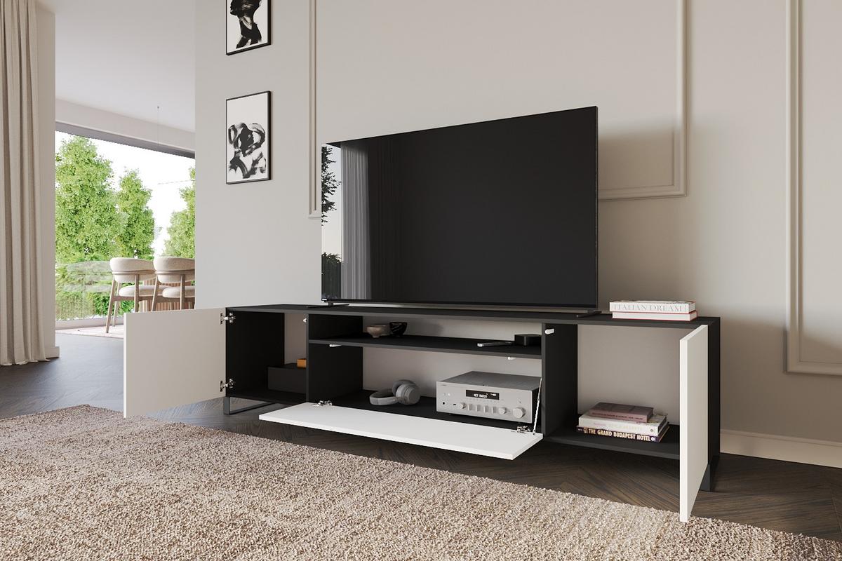 LOWBOARD ELIO-S 200x53x41 cm - Schwarz / Weiß - Anthrazit/Schwarz, Holzwerkstoff (200/53/41cm) - ALTDECOR