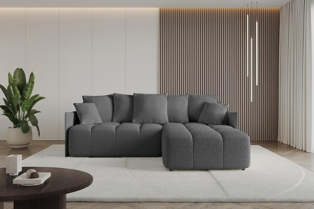 ECKSOFA Ottomane rechts LONLI-L 251x189x68 Platinfarben Bouclé - Platinfarben, Holzwerkstoff/Kunststoff (189/251cm) - ALTDECOR