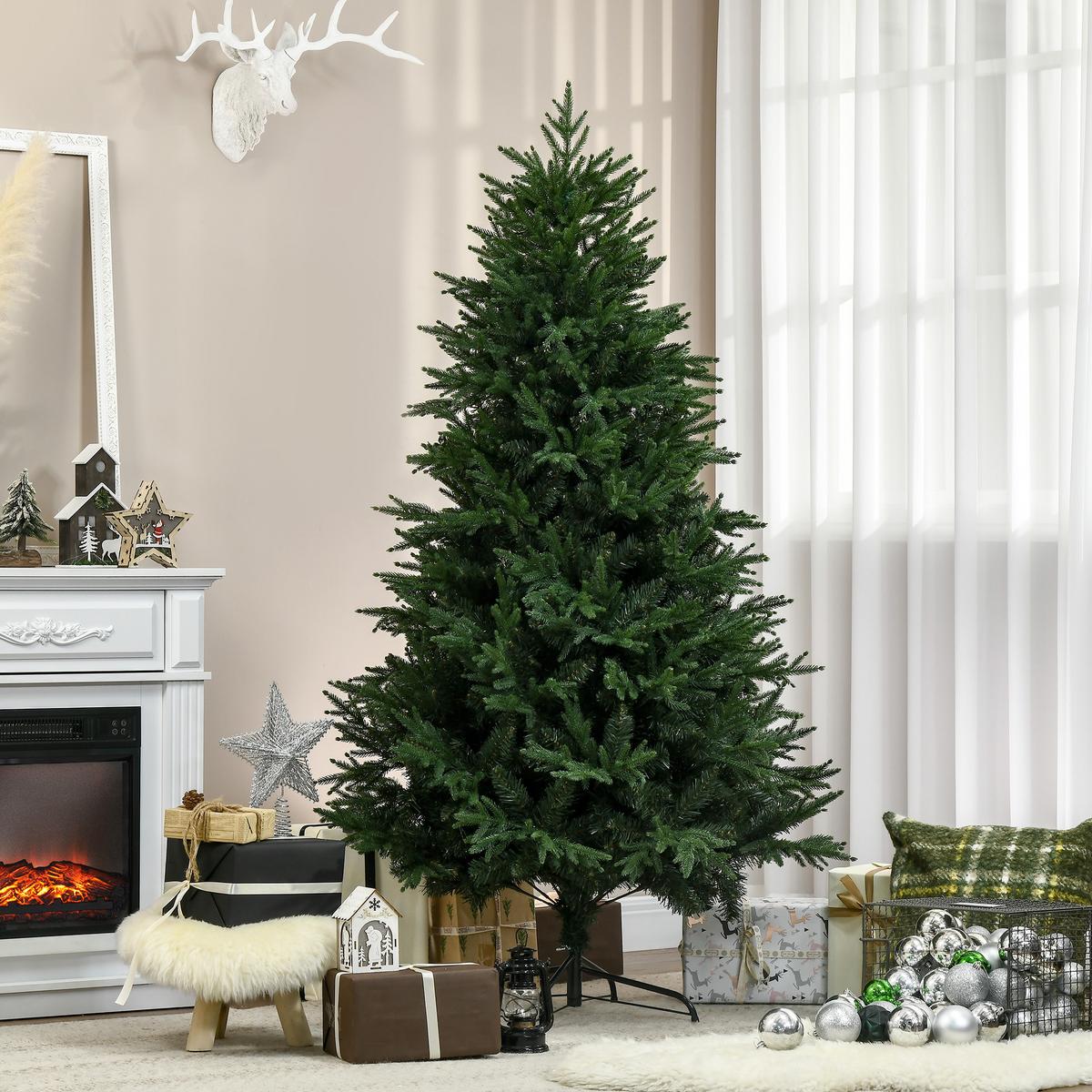 180 cm Weihnachtsbaum Künstlich Naturgetreu Dichte Zweige für Weihnachtsfest - Grün, Kunststoff (180cm) - HOMCOM