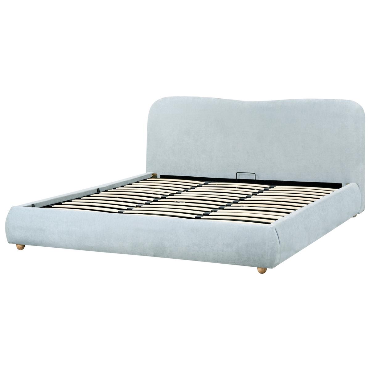 BETT mit Stauraum 180x200 cm Blau Blagnac - Hellblau, Textil (180/200cm) - Beliani