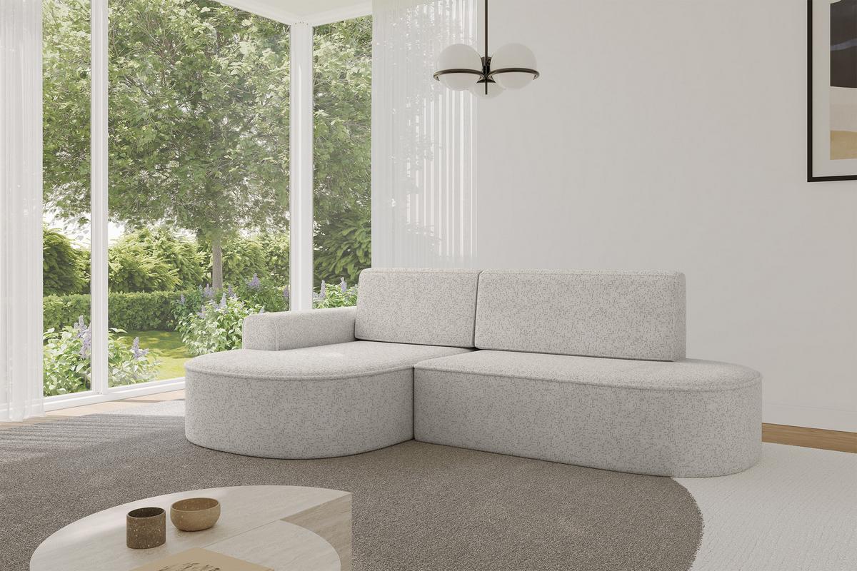 ECKSOFA mit Schlaffunktion und Bettkasten Ottomane Links MARI-L1-S - 283x167x73 cm Hellgrau Tissu - Hellgrau/Schwarz, Holzwerkstoff/Kunststoff (283/167cm) - ALTDECOR