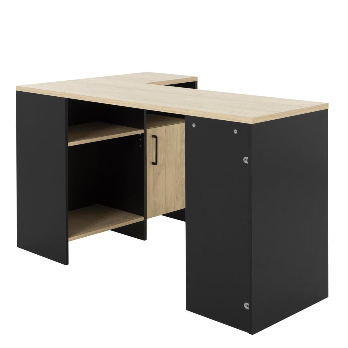 ECKSCHREIBTISCH Liverpool - Französische Herstellung - Schwarz, Holzwerkstoff (88/88/76cm) - Calicosy