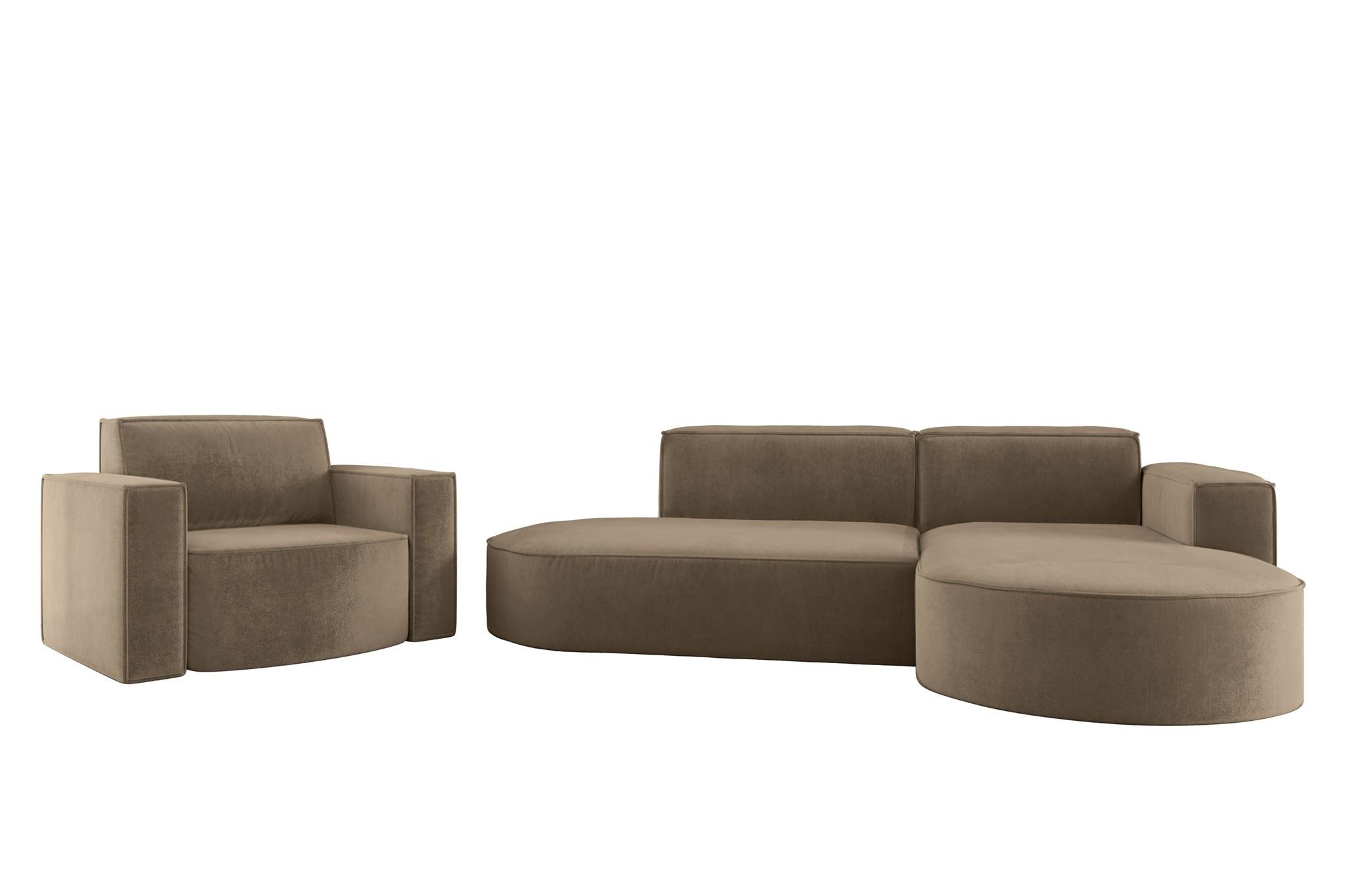 SOFASET Palma In Noel - Braun, Holzwerkstoff/Textil (236/78/165cm) - Fun Möbel