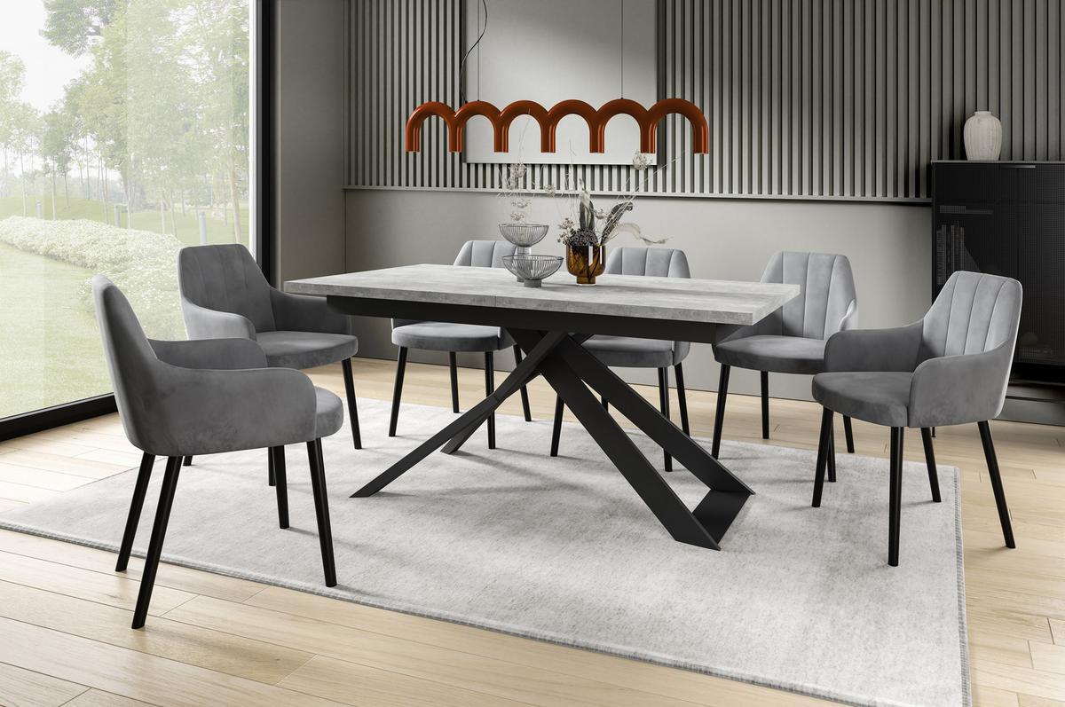 ESSTISCH DANTE Ausziehbar 170 - 270 / 90 x 77 cm - Schwarz/Grau, Holz (170/90/77cm) - MASSENO
