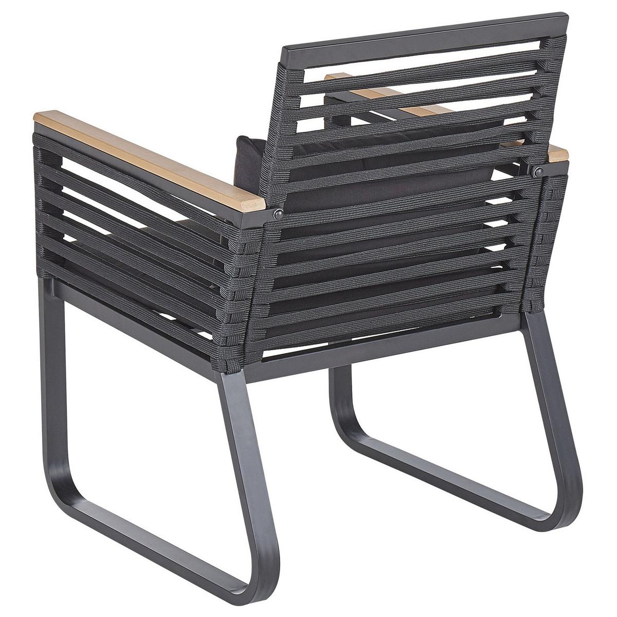 GARTENSTUHL 2er-Set Aluminium schwarz Canetto - Schwarz, Metall (60/83/65cm) - Beliani