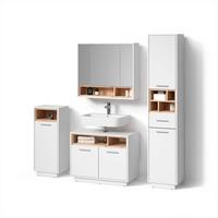 BADMÖBEL-SET Temo Weiß 4 Teile - Weiß, Holzwerkstoff (80/93/40cm) - Livinity®