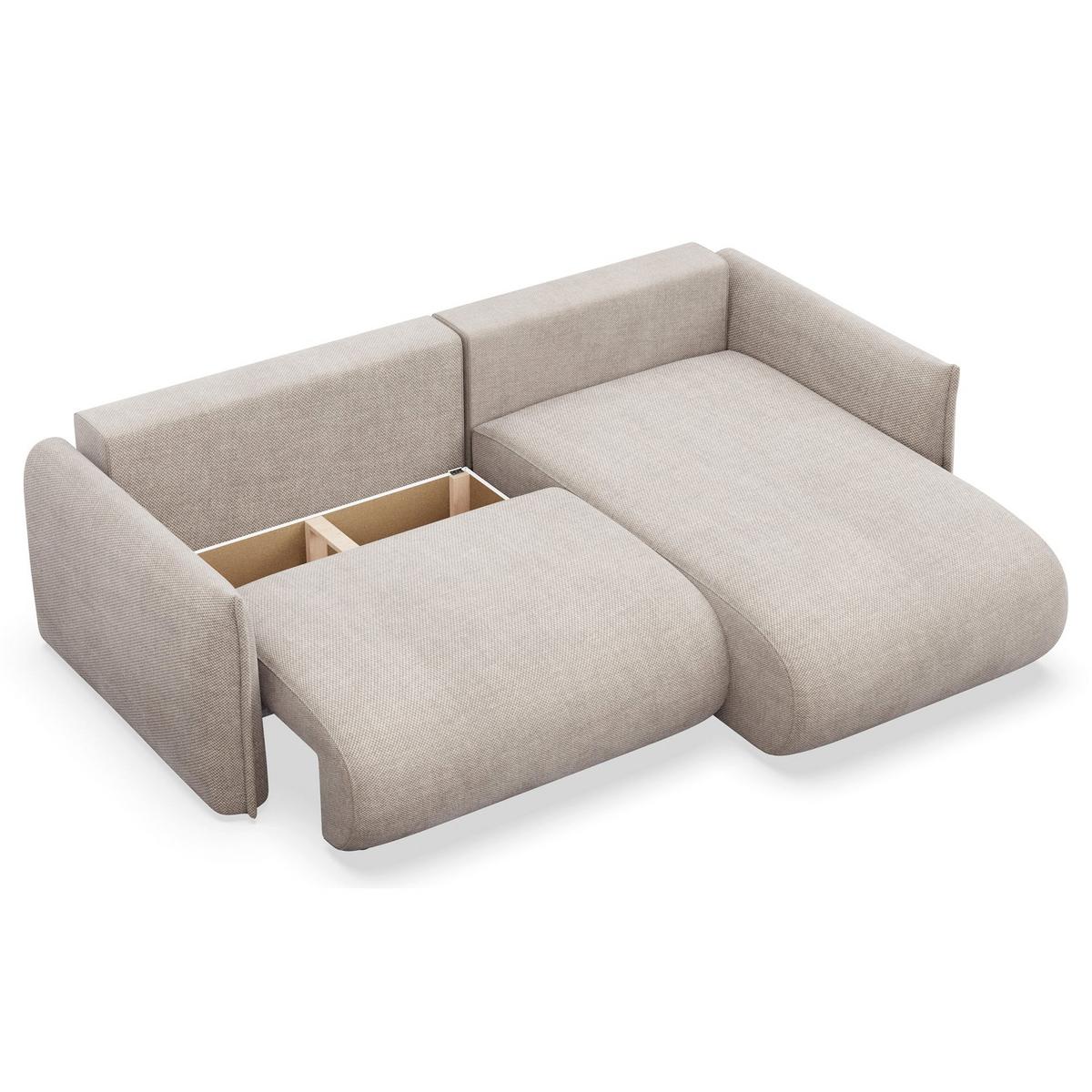 ECKSOFA Cushi Hellbeige-Chenille - Ecru/Schwarz, Kunststoff/Textil (183/252cm) - Selsey