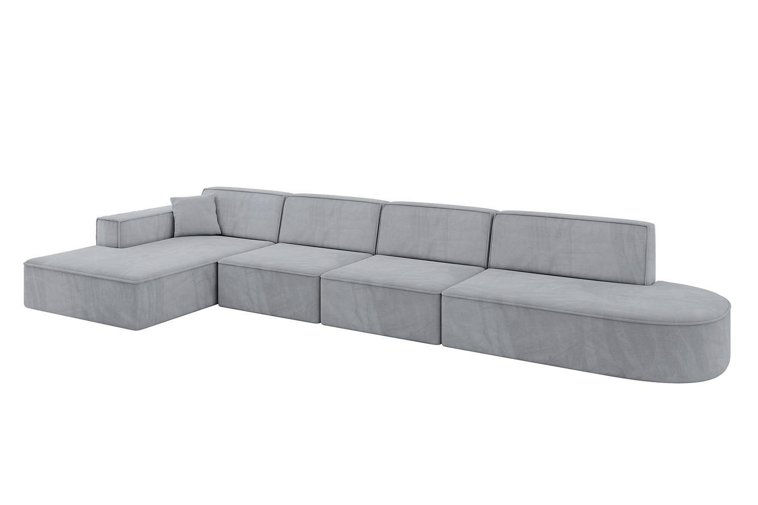 ECKSOFA Ottomane Links IREA-L3-v4 - 412x165x77 cm Grau - Titanfarben, Holzwerkstoff/Textil (412/165cm) - ALTDECOR
