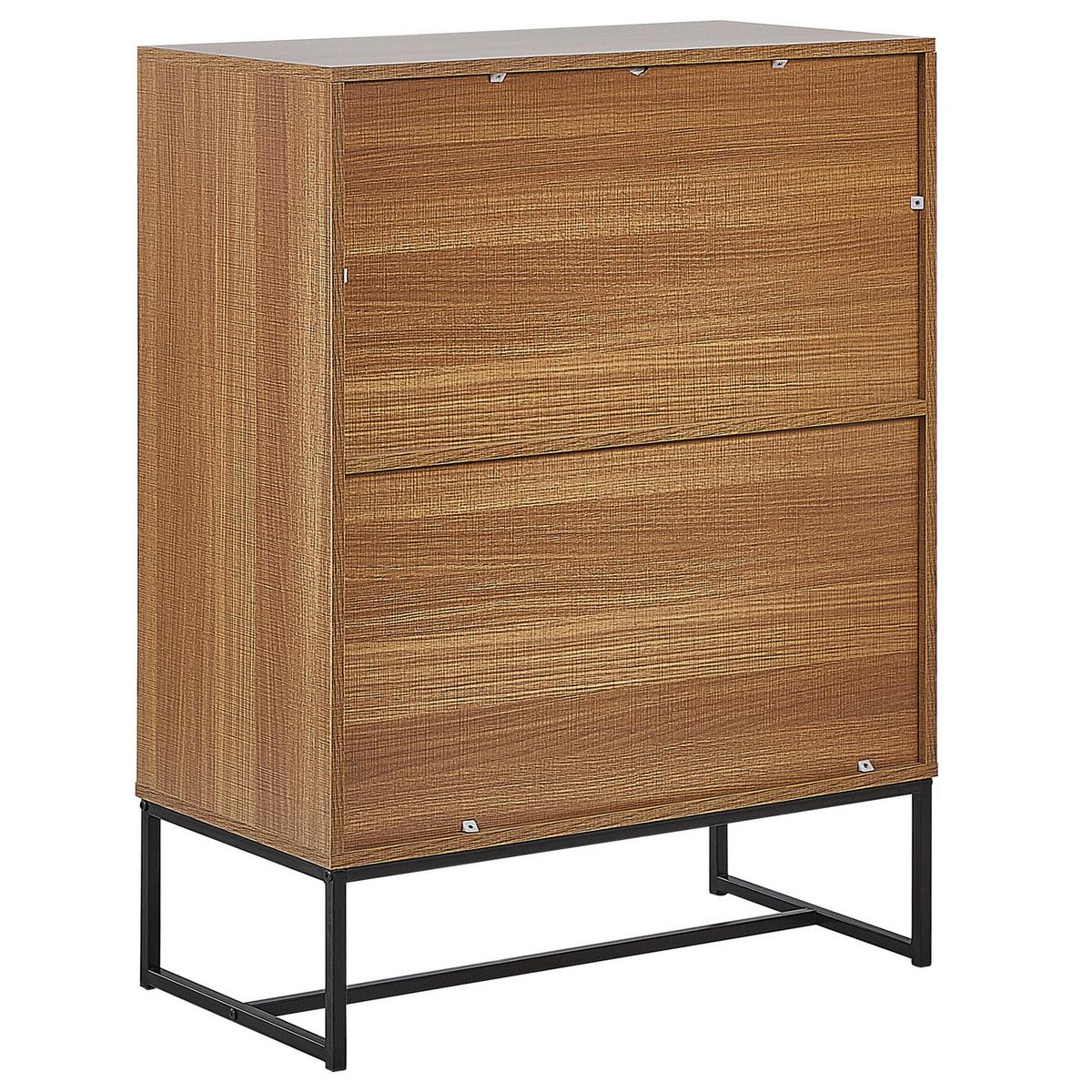 SCHRANK Hellbraun/Weiß Nueva - Weiß, Holzwerkstoff (76/100/39cm) - Beliani