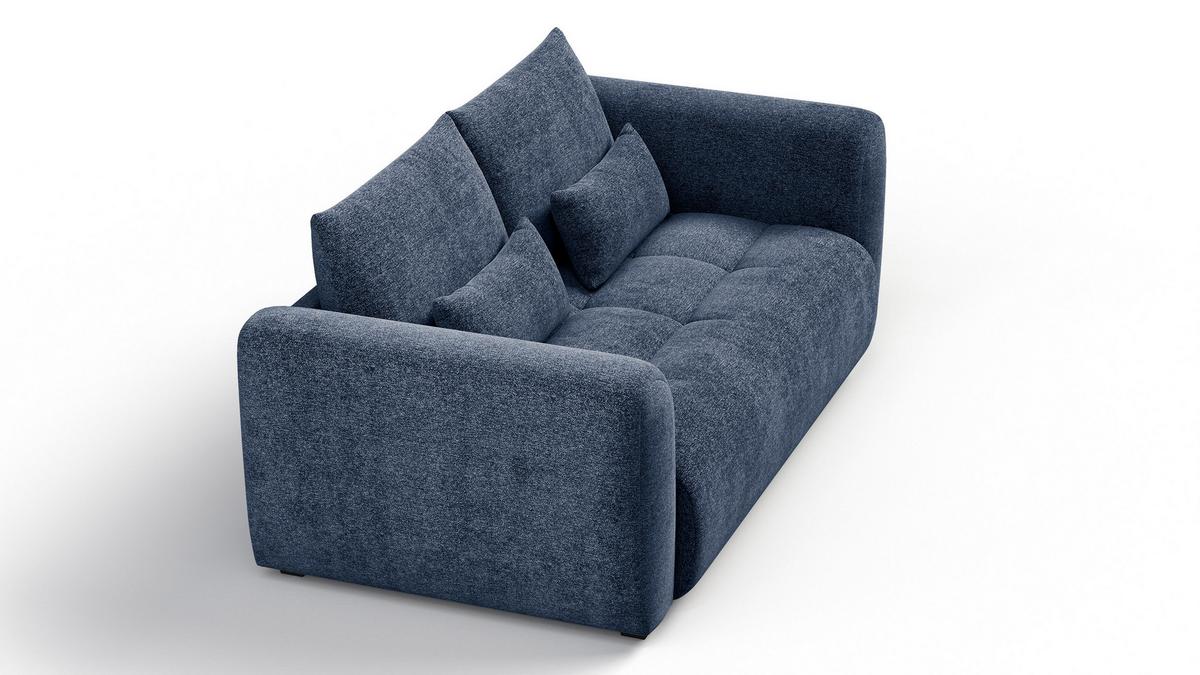 SOFA SORENO 3-Sitzer, dunkelblau - Schwarz/Dunkelblau, Holz/Textil (214/94/114cm) - Wozimo