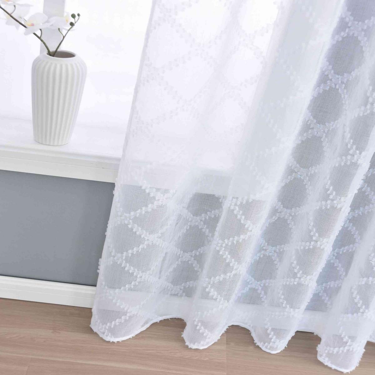GARDINE VALENCIA HxB 245x145 cm Natur Diamond - Weiß, Textil (145/245cm)