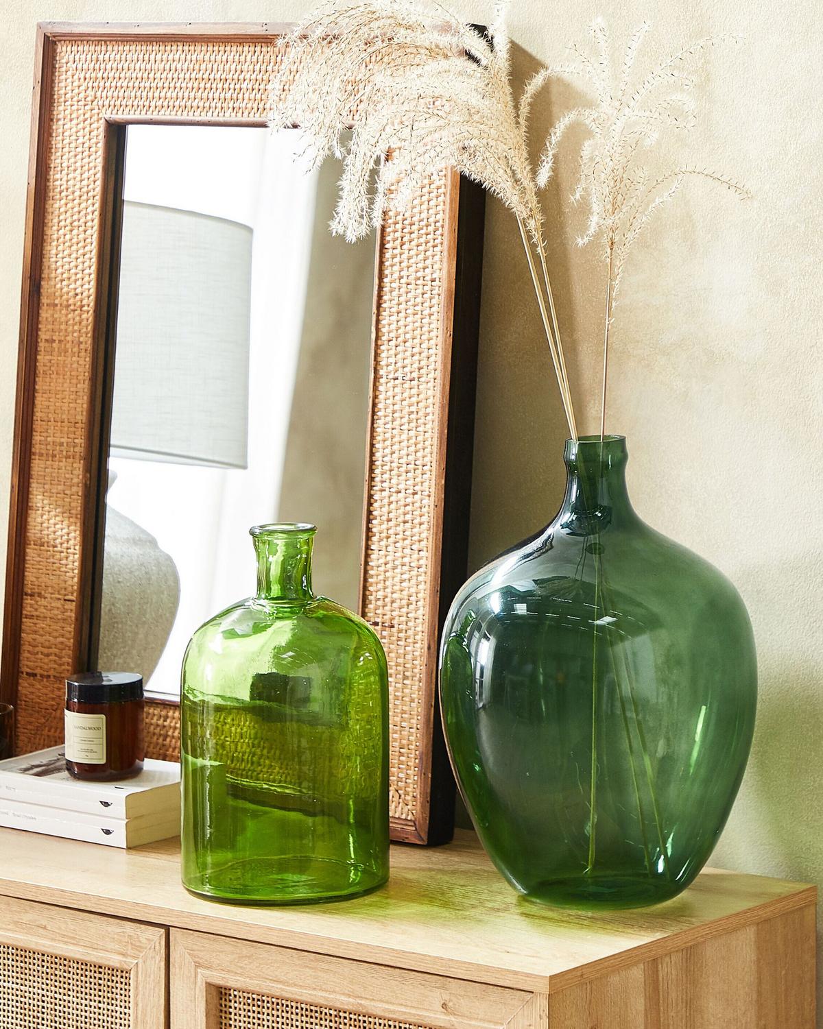 DEKOVASE Glas grün Roti - Grün, Glas (39cm) - Beliani