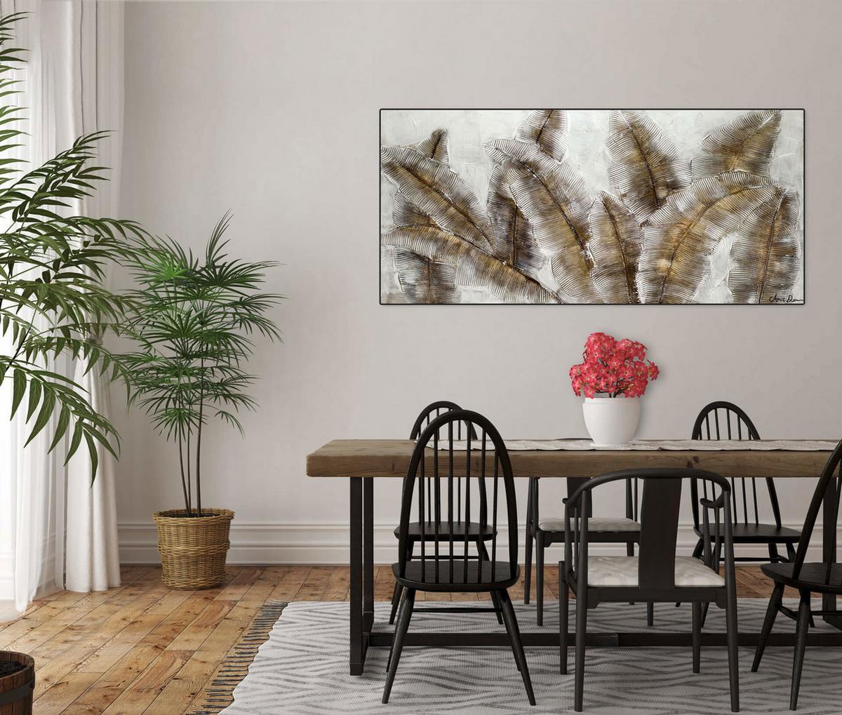 ACRYLBILD HANDGEMALT 120/60 cm - Weiß/Braun, Holz/Textil (120/60cm) - KUNSTLOFT