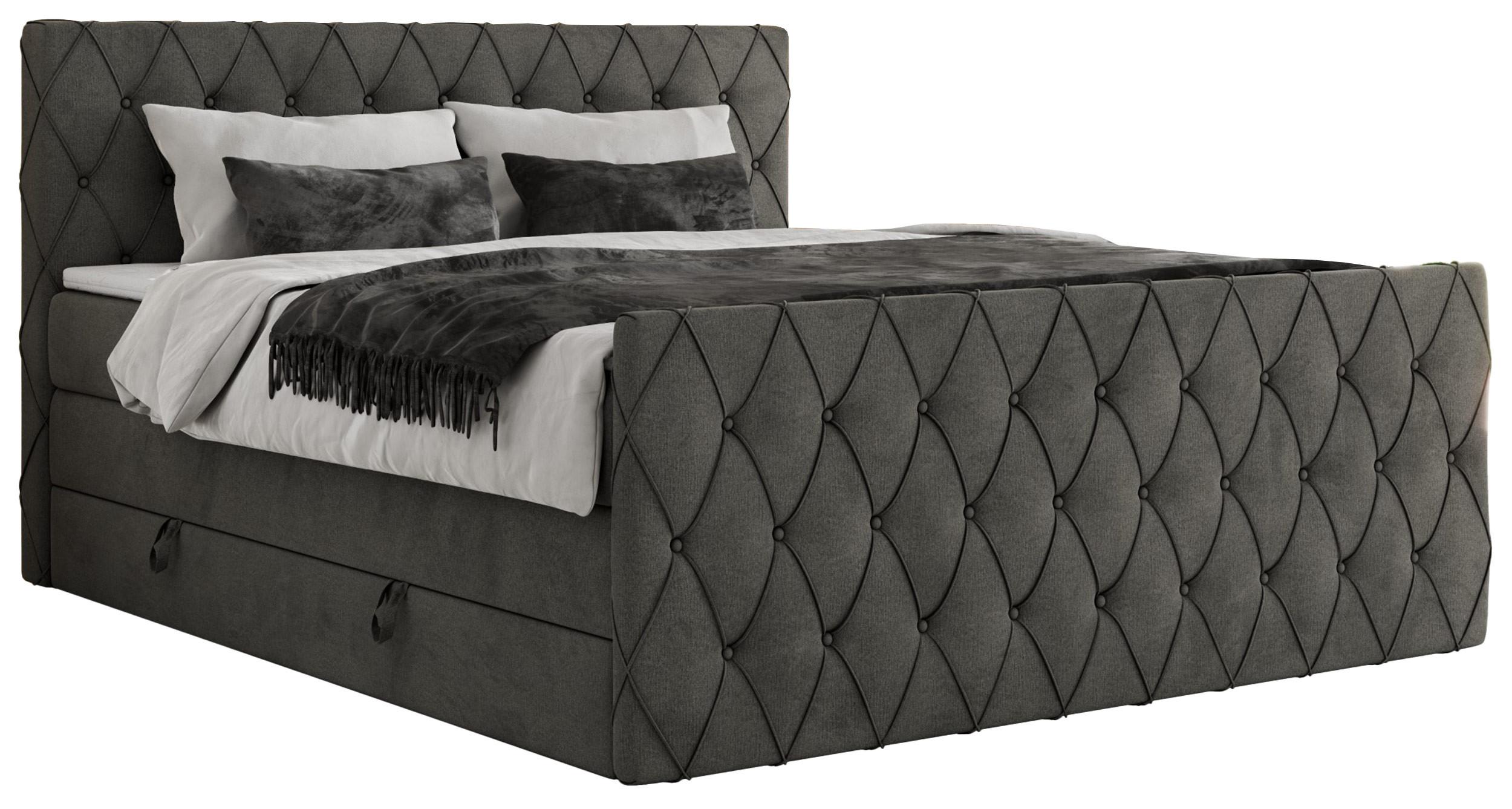 BOXSPRINGBETT MIREN KING DUO 200/200 Dunkelgrau Velvet - H3 - Hellgrau, Holz/Textil (200/200cm) - MKS
