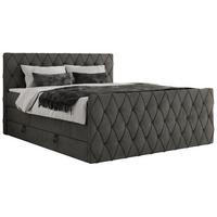 BOXSPRINGBETT MIREN KING DUO 200/200 Dunkelgrau Velvet - H3 - Hellgrau, Holz/Textil (200/200cm) - MKS