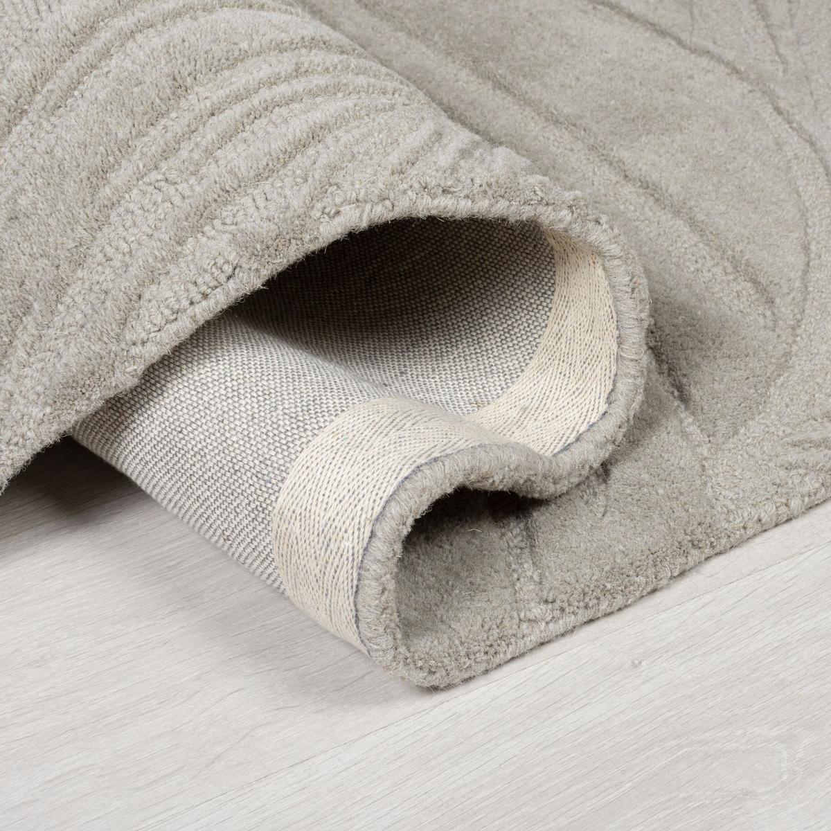 WOLLTEPPICH LEVEN, floral, Grau, 60 x 230 cm - Grau, Textil (230/60cm) - KADIMA DESIGN