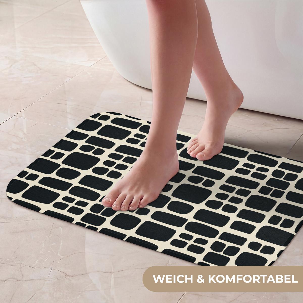 BADEMATTE Modern - Bio - Schwarz 60x40 cm - Anthrazit, Textil (60/40cm) - OnlyWow