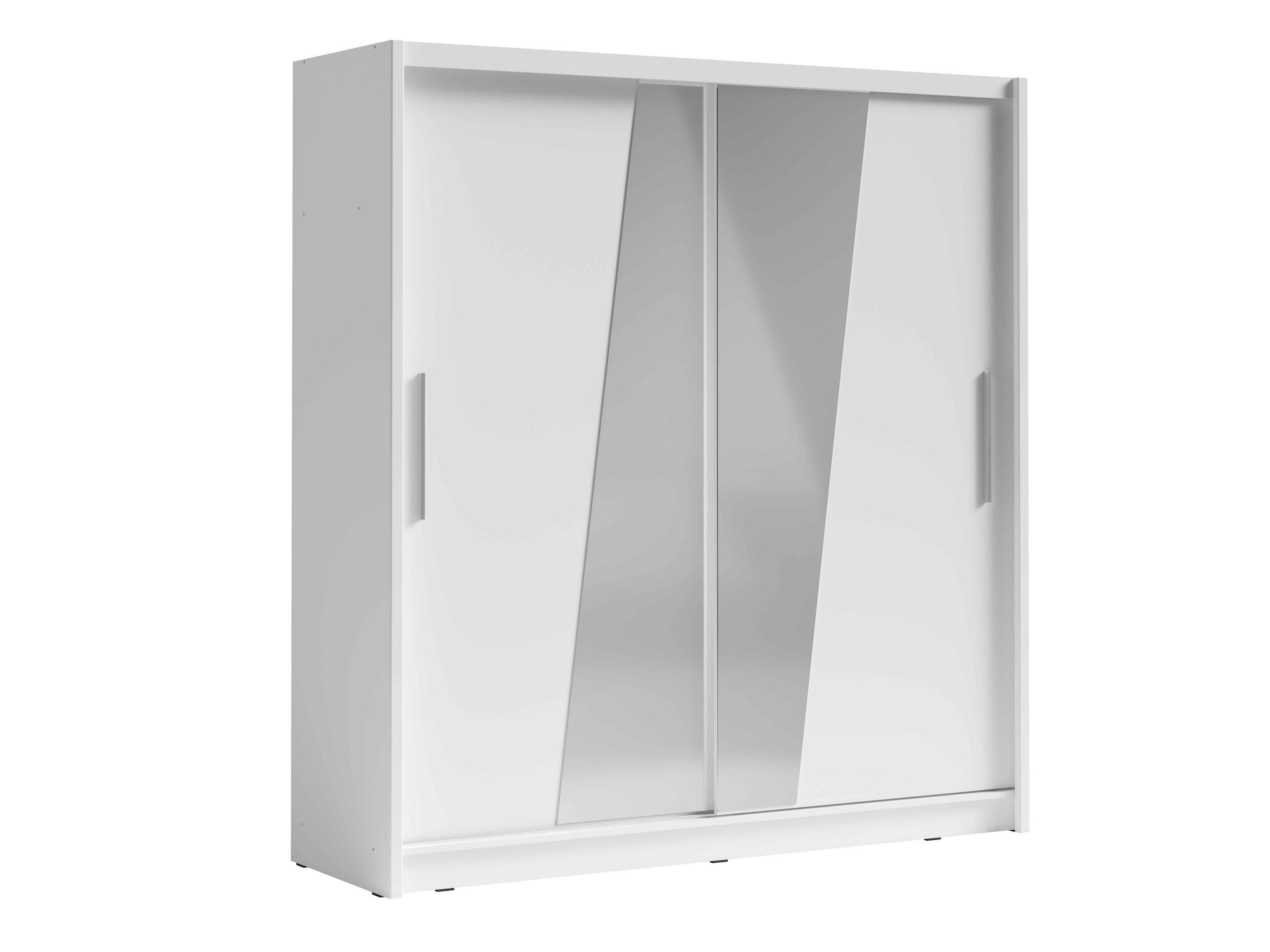 SCHWEBETÜRENSCHRANK RANOR 200/215/62,5cm 2-türig mit Spiegel Weiß - Weiß, Holzwerkstoff (200/215/62.5cm) - MASSENO