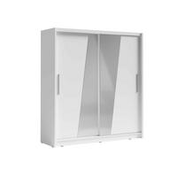 SCHWEBETÜRENSCHRANK RANOR 200/215/62,5cm 2-türig mit Spiegel Weiß - Weiß, Holzwerkstoff (200/215/62.5cm) - MASSENO