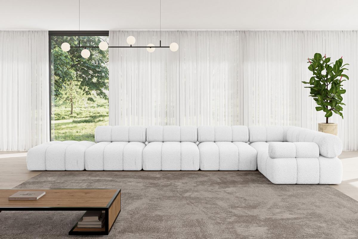 ECKSOFA modulares Sofa Felto-L3 - 475x190x70 cm Weiß Bouclé - Weiß, Holzwerkstoff/Textil (475/190cm) - ALTDECOR